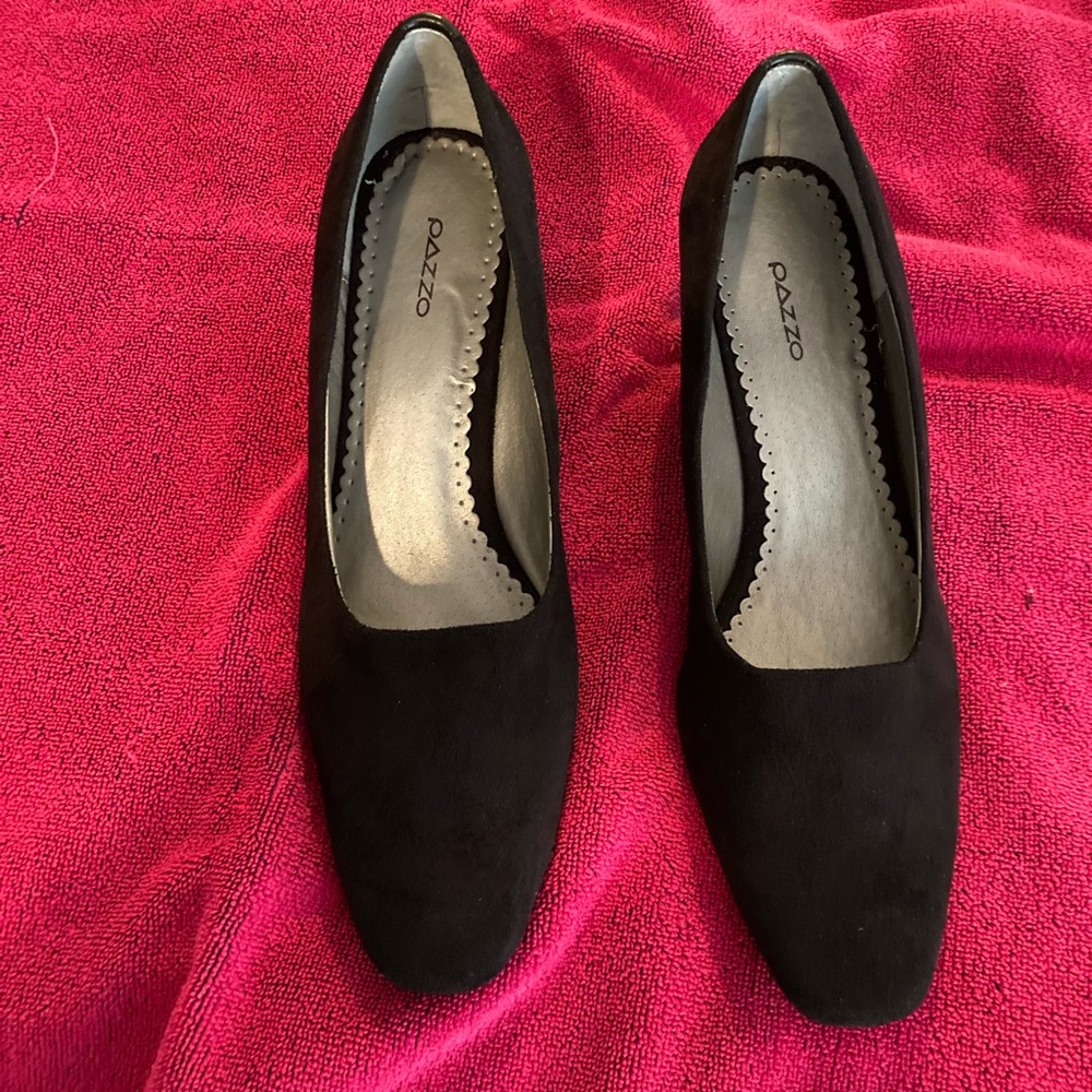 Pazzo Wedge slip on,NWOT size 9 1/2,black suede,2” wedge heel,new without tags